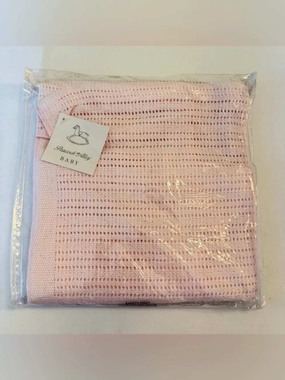 Peacock Alley Baby 100% Egyptian Cotton Baby Pink Knit Blanket 30x40”